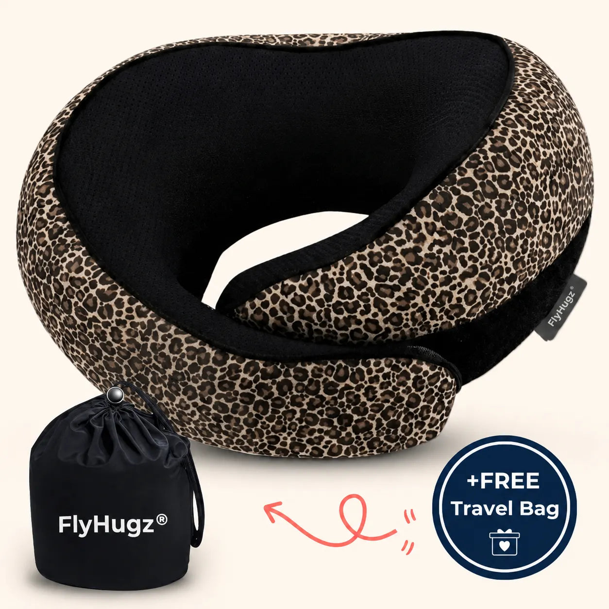 FlyHugz Travel Pillow — Leopard