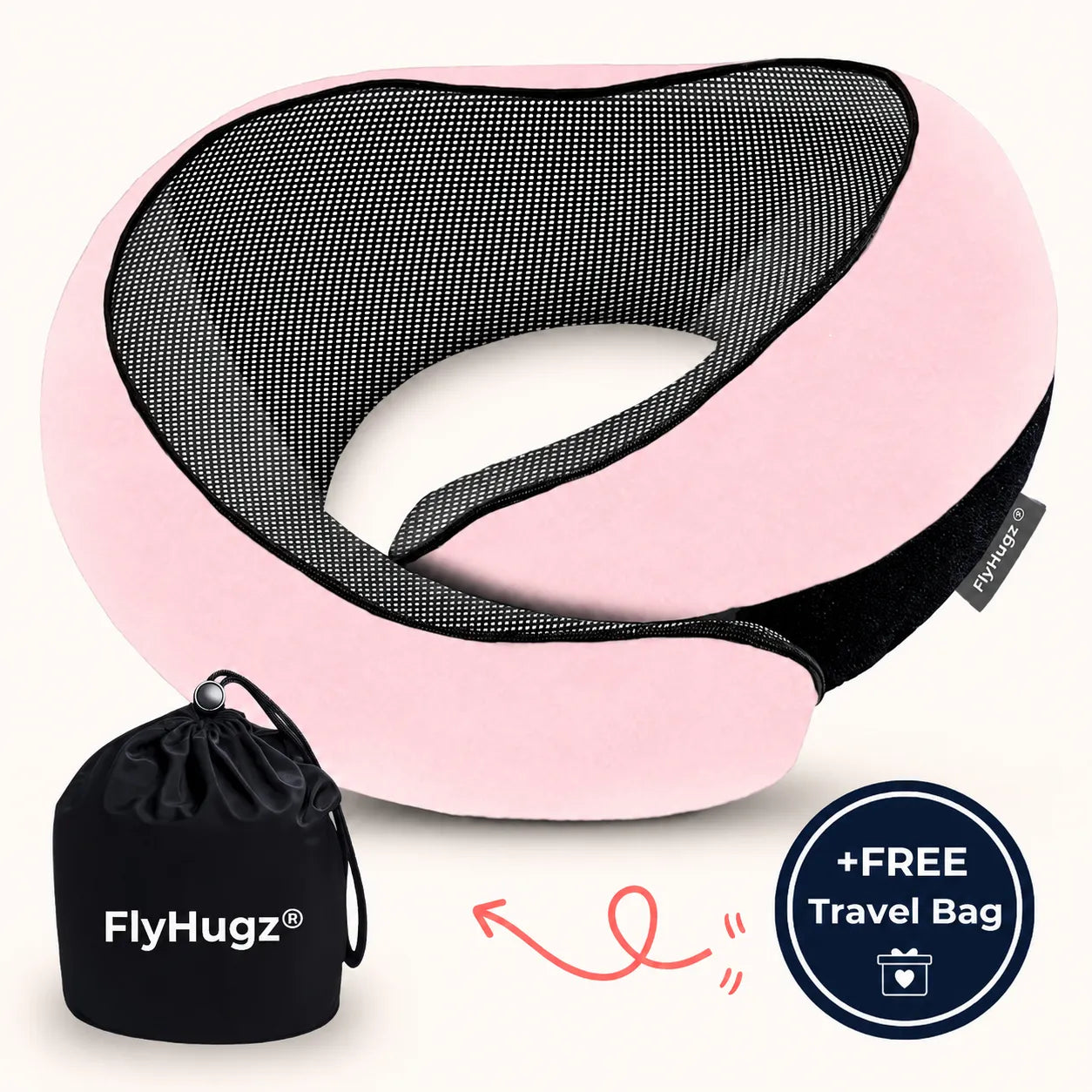 FlyHugz Travel Pillow — Princess Pink