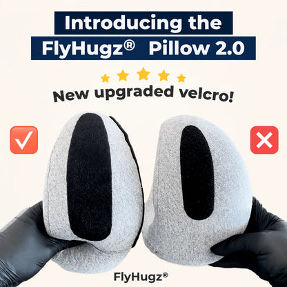 FlyHugz Travel Pillow — upgraded velcro closure
