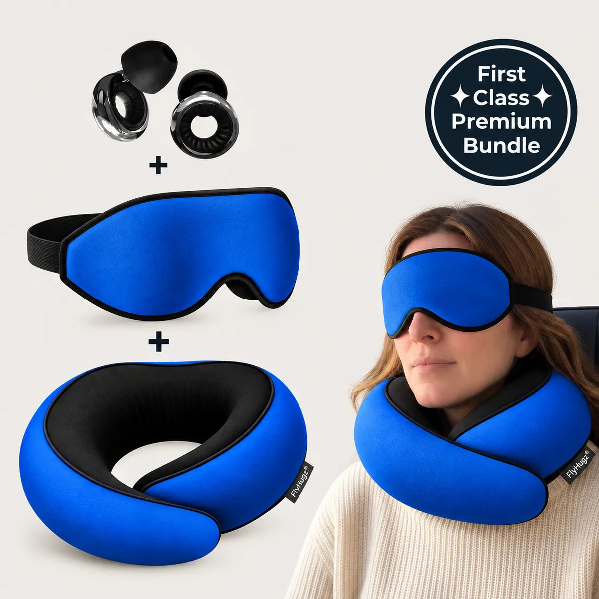 FlyHugz Royal Blue complete travel set